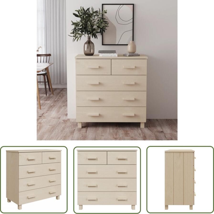 The Living Store Dressoir HAMAR 79x40x80 cm massief grenenhout honingbruin Dressoir Houten Dressoir Salontafel Tv Tafel Livingroom Furniture - Foto 2