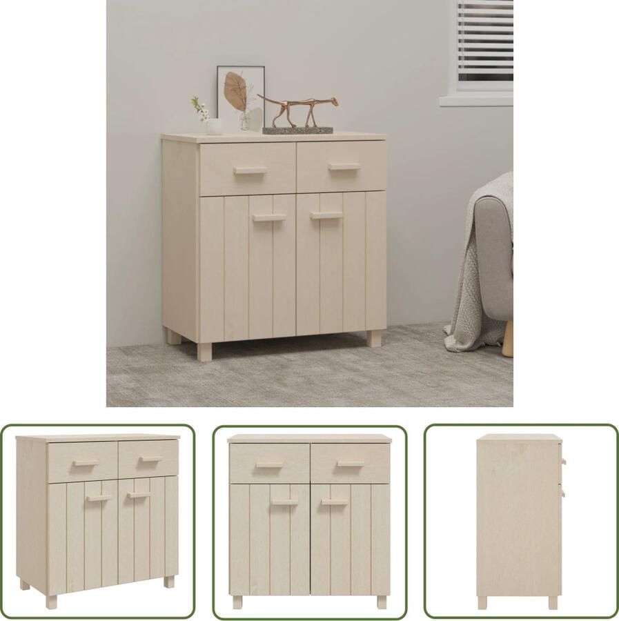 VidaXL Dressoir HAMAR 79x40x80 cm massief grenenhout honingbruin Dressoir Salontafel Houtmeubilair Grenenhouten Dressoir Vintage Dressoir