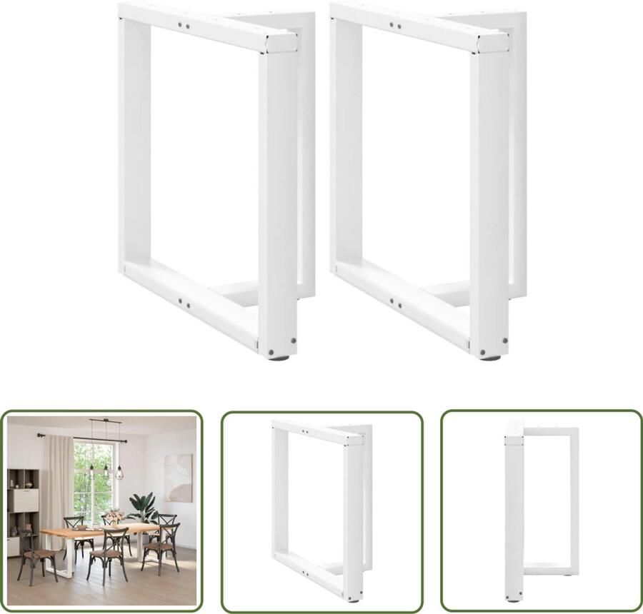 The Living Store Eettafelpoten 2 st T-vormig 70x35x(72-73) cm staal wit Eetkamerstoel Salontafel Bureauvoet Industriële Stoffering Modern Tafellaar