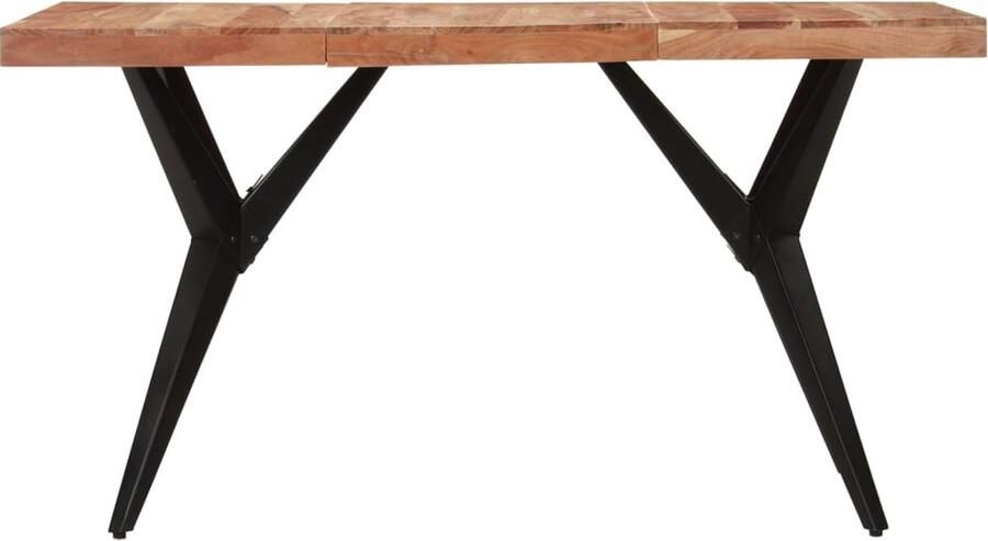 The Living Store Eettafel 140x70x76 cm massief acaciahout zwart Eettafel Industrieel Houten Eettafel Acacia Hout Zwarte Eettafel Salontafel