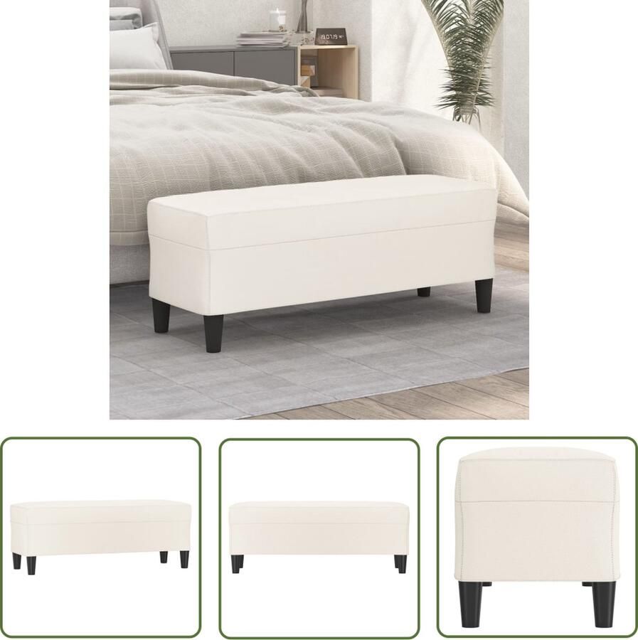 VidaXL Bankje 100x35x41 cm kunstleer crèmekleurig Kunstleder Bankje Salontafel Krukje Stoel Vintage Bankje