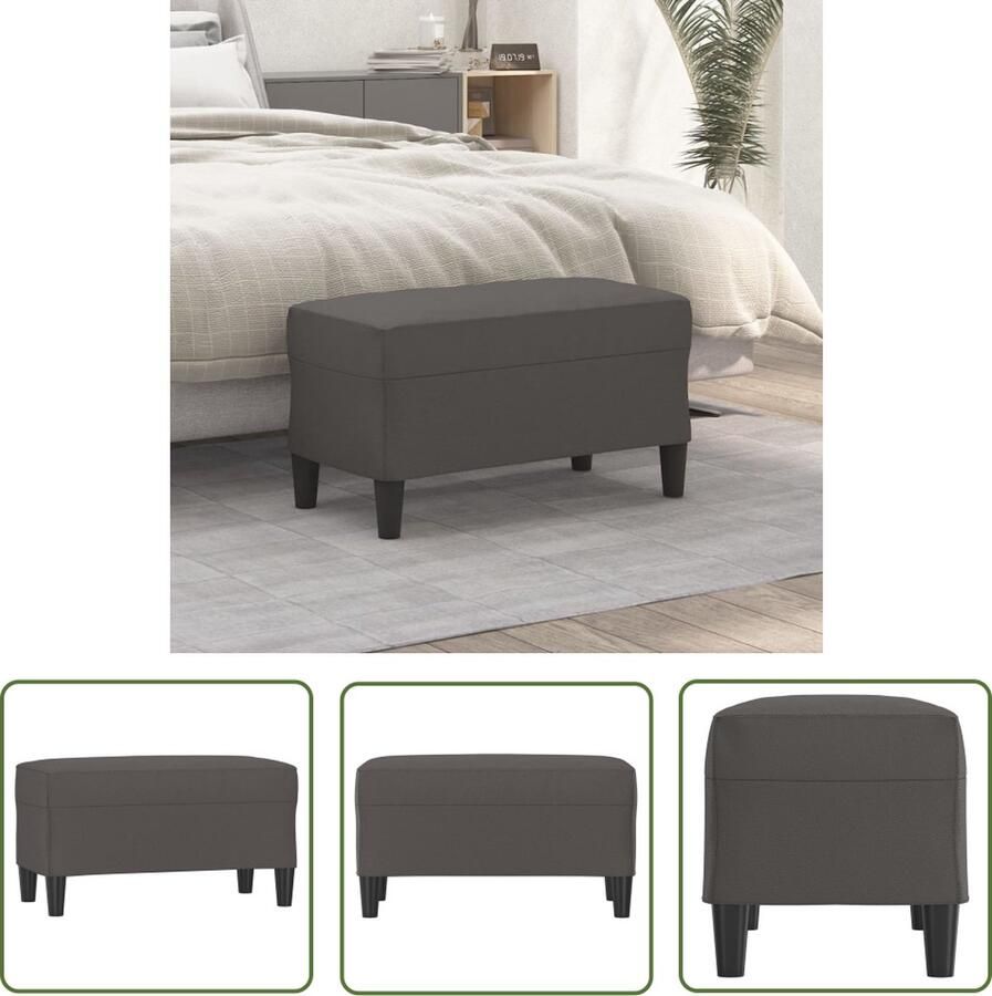 VidaXL Bankje 70x35x41 cm kunstleer grijs Kunstleder Bankje Salontafel Stoel Vintage Bankje Compact Bankje