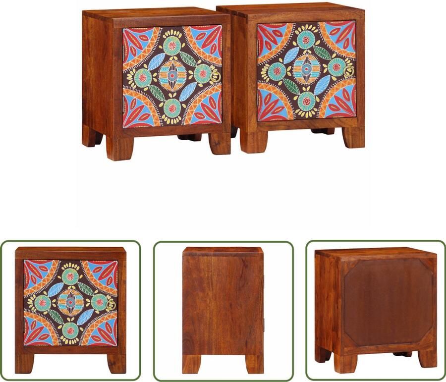 The Living Store Nachtkastje 2 st 40x30x45 cm massief acaciahout Nachtkastje Salontafel Acacia Hout Bedroom Furniture Living Room Furniture