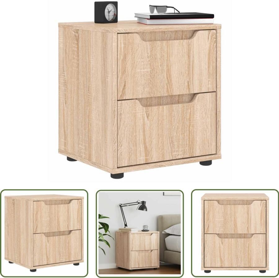The Living Store Nachtkastje VISNES 45x40x50 cm spaanplaat sonoma eikenkleurig Nachtkastje Salontafel Bergruimte Houten Meubel Sonoma Eiken