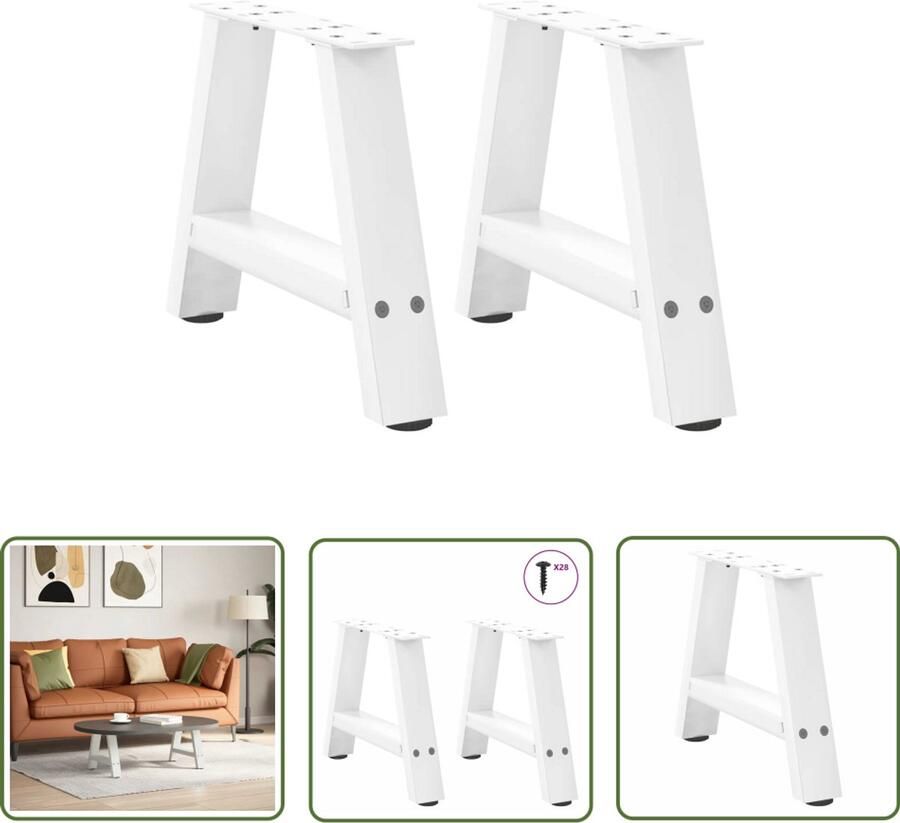 The Living Store Salontafelpoten 2 st A-vormig 50x(30-31) cm staal wit Salontafel Potten Salontafel Poten A-vormig Witte Salontafel Poten Metalen Salontafel Poten Staal Salontafel Poten