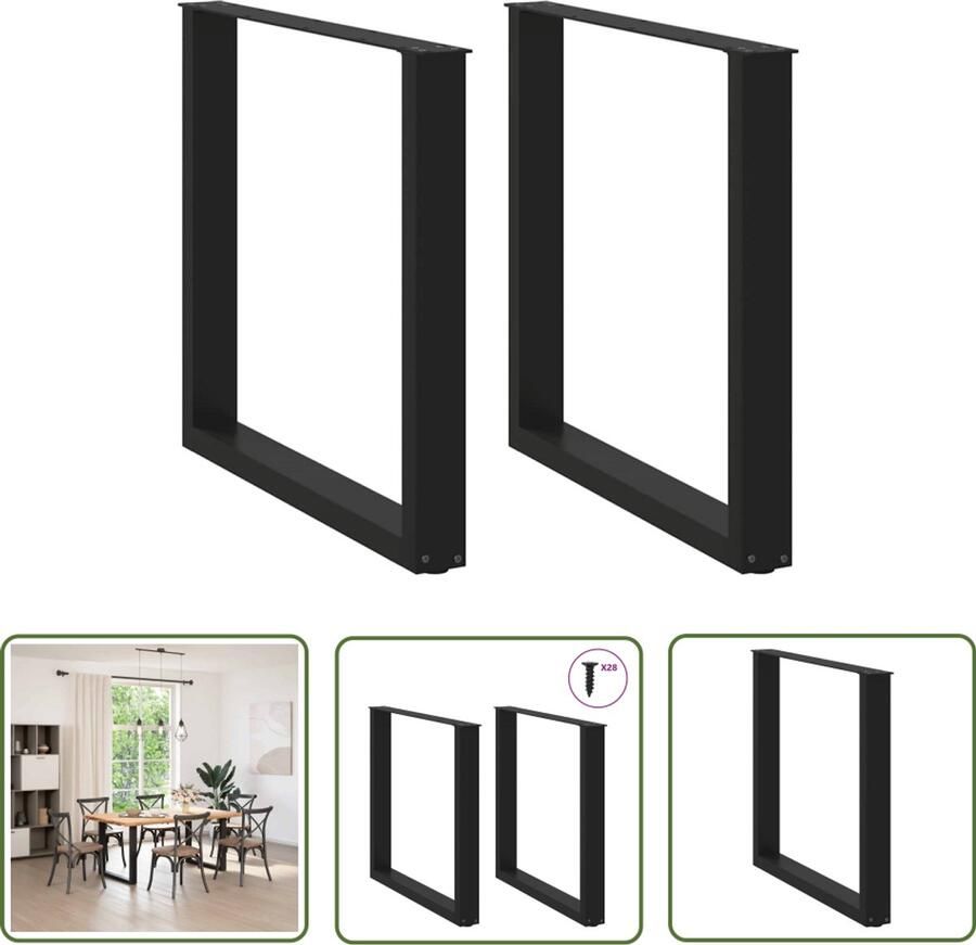 The Living Store Eettafelpoten 2 st U-vormig 80x(72-73) cm staal zwart Eettafel Potten Salontafel Poten Tafelpoten Zwart Metalen Tafelpoten Eettafel Onderstel