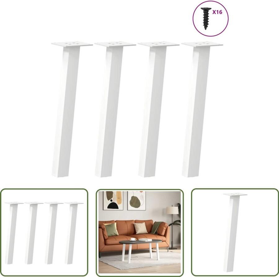 The Living Store Salontafelpoten 4 st 42 cm staal wit Salontafel Potten Salontafel Poten Kopen Houten Salontafel Poten Metalen Salontafel Poten Witte Salontafel Poten