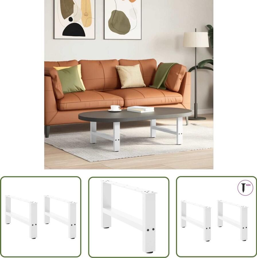 The Living Store Salontafelpoten 2 st 60x(30-31) cm staal wit Salontafel Pot Salontafel Poten Houten Salontafel Metalen Salontafel Modern Tafellaar