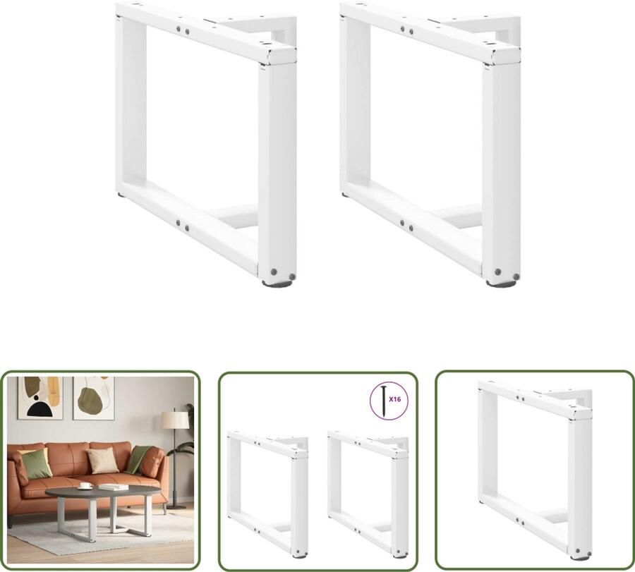 VidaXL Salontafelpoten 2 st T-vormig 60x25x(42-43) cm staal wit Salontafelpoten Salontafel Poten Tafelpoten T-vormige Poten Houten Poten