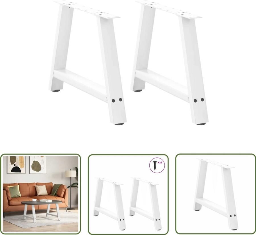 The Living Store Salontafelpoten 2 st A-vormig 70x(42-43) cm staal wit Salontafel Potten Salontafel Poten Wit Tafelpoten Modern Tafelpoten Industrieel A-vormige Tafelpoten