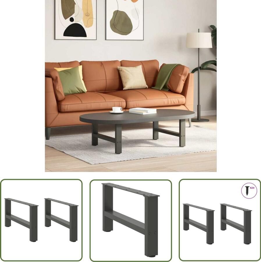 The Living Store Salontafelpoten 2 st 60x(30-31) cm staal antracietkleurig Salontafel Potten Salontafel Poten Zwart Staal Tafelpoten Modern Tafel Onderstel Tafelvoet