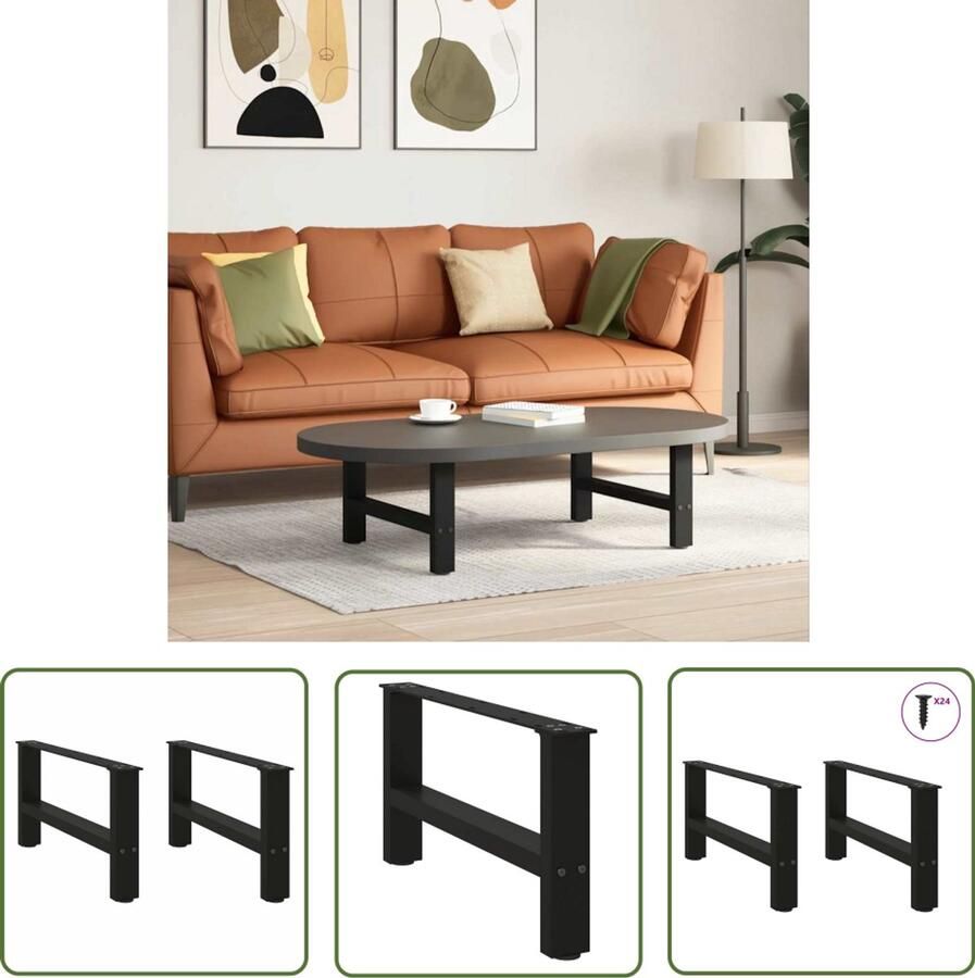 The Living Store Salontafelpoten 2 st 60x(30-31) cm staal zwart Salontafel Potten Salontafel Poten Zwart Tafelpoten Staal Salontafel Onderstel Meubels Online Kopen