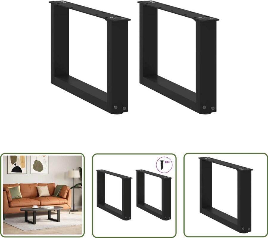 The Living Store Salontafelpoten 2 st U-vormig 50x(30-31) cm staal zwart Salontafel Potten Salontafel Poten Zwart Tafelpoten Modern Tafelpoten Staal Salontafel Onderstel