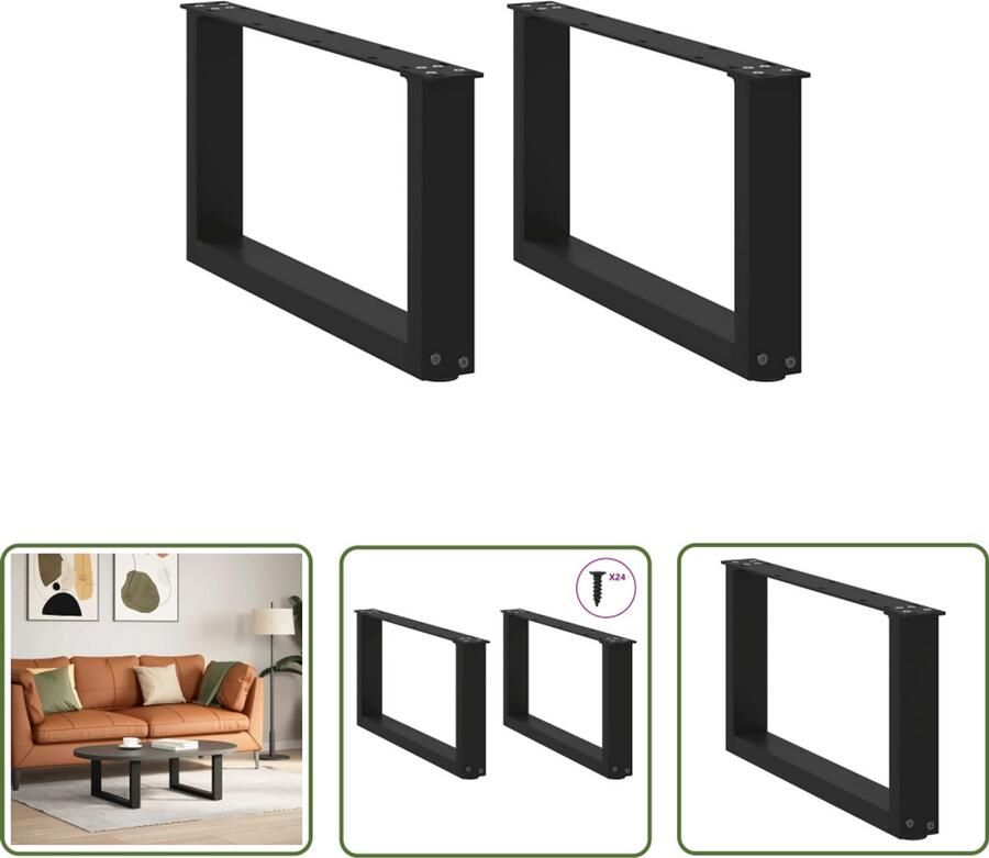 The Living Store Salontafelpoten 2 st U-vormig 60x(30-31) cm staal zwart Salontafel Potten Salontafel Poten Zwart Tafelpoten Industriële Salontafel Metalen Salontafelpoten