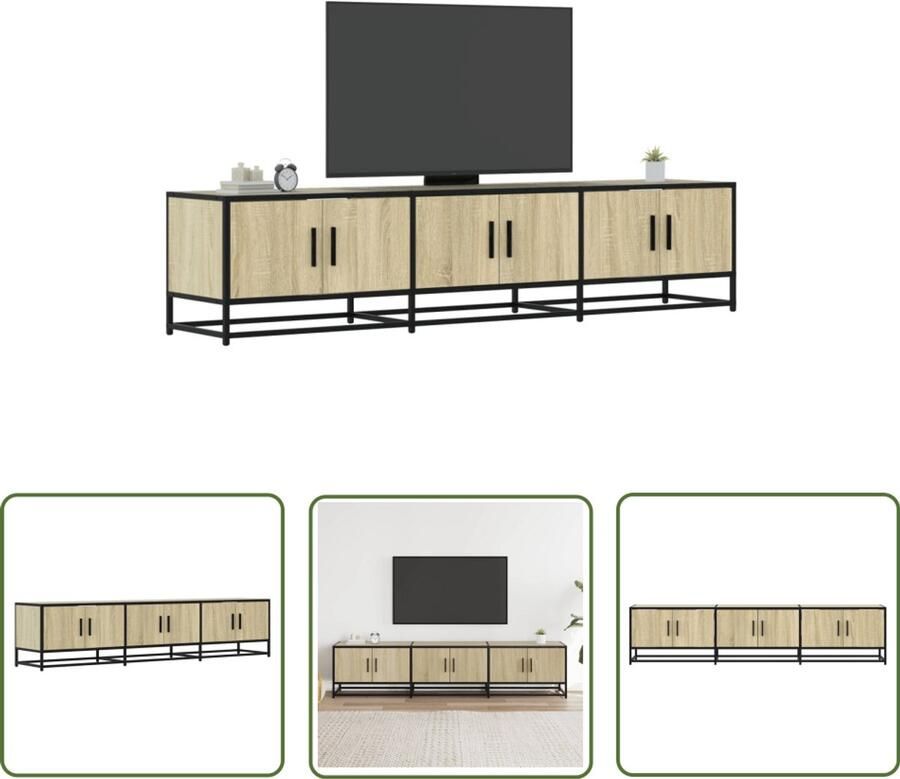 The Living Store Tv-meubel 180x35x41 cm bewerkt hout sonoma eikenkleurig Tv-meubel Salontafel Houten Tv-meubel Tv Kast Opbergruimte