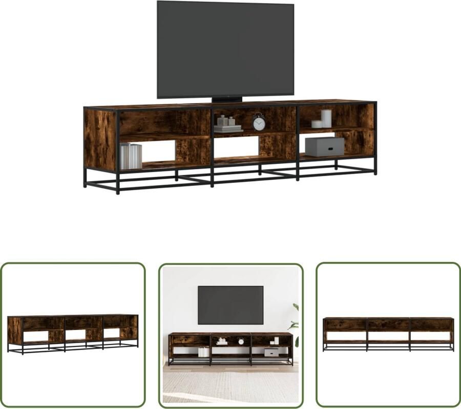 The Living Store Tv-meubel 180x40x46 cm bewerkt hout gerookt eikenkleurig Tv-meubel Salontafel Houten Tv-meubel Industrieel Tv-meubel Opbergruimte