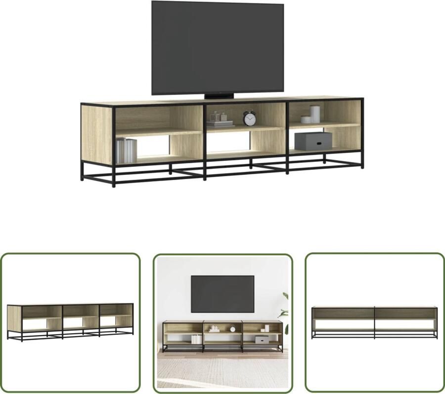 The Living Store Tv-meubel 18x40x46 cm bewerkt hout sonoma eikenkleurig Tv-meubel Salontafel Opbergruimte Houten Tv-meubel Media Kast
