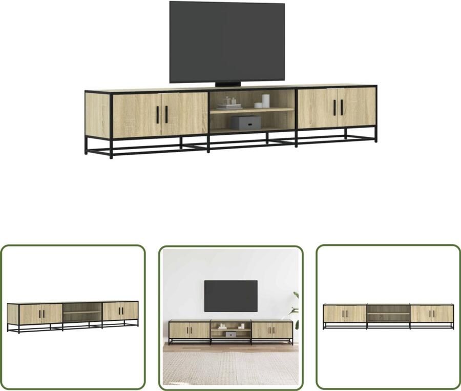 The Living Store Tv-meubel 210x35x41 cm bewerkt hout sonoma eikenkleurig Tv-meubel Salontafel Kast Houten Tv-meubel Mediaopstelling