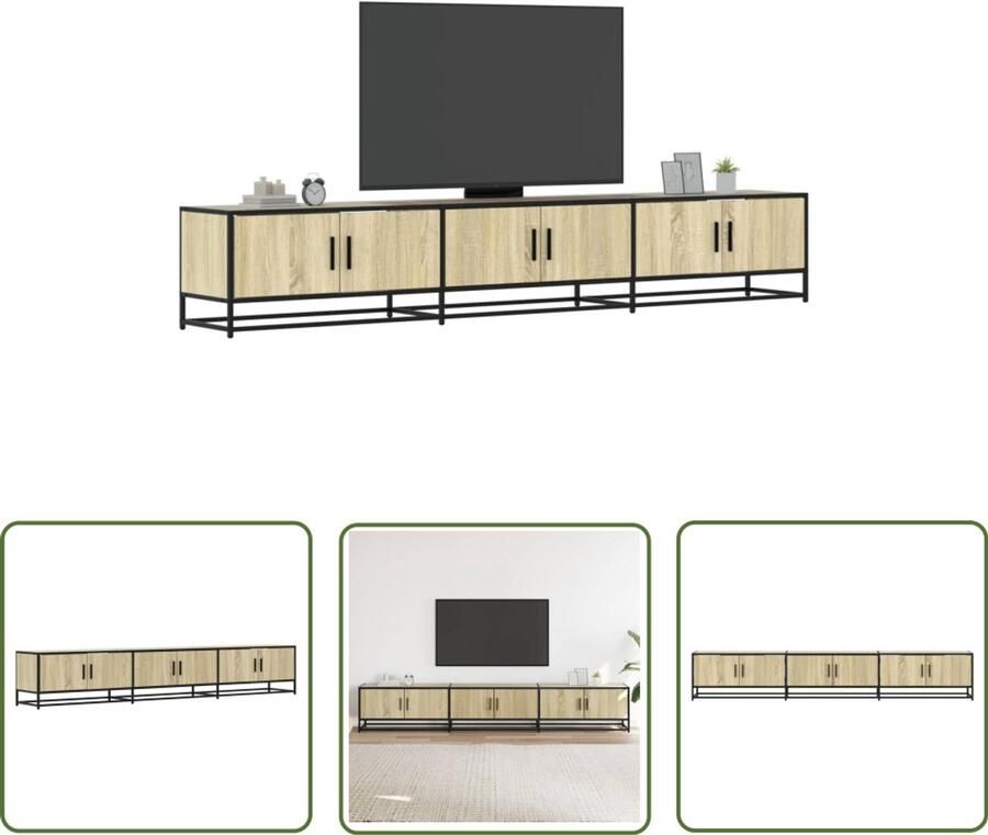 The Living Store Tv-meubel 240x35x41 cm bewerkt hout sonoma eikenkleurig Tv-meubel Salontafel Kast Houten Tv-meubel Opbergruimte