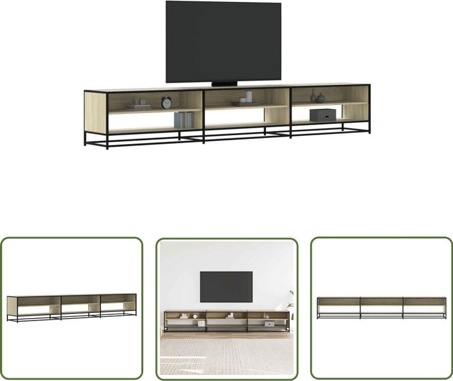 The Living Store Tv-meubel 270x40x46 cm bewerkt hout sonoma eikenkleurig Tv-meubel Salontafel Opbergruimte Houten Tv-meubel Media Kast