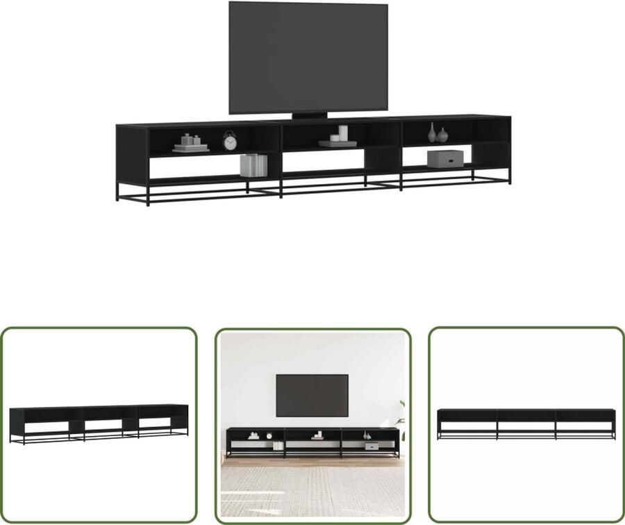 The Living Store Tv-meubel 270x40x46 cm bewerkt hout zwart Tv-meubel Salontafel Houten Tv-meubel Industrieel Tv-meubel Opbergruimte