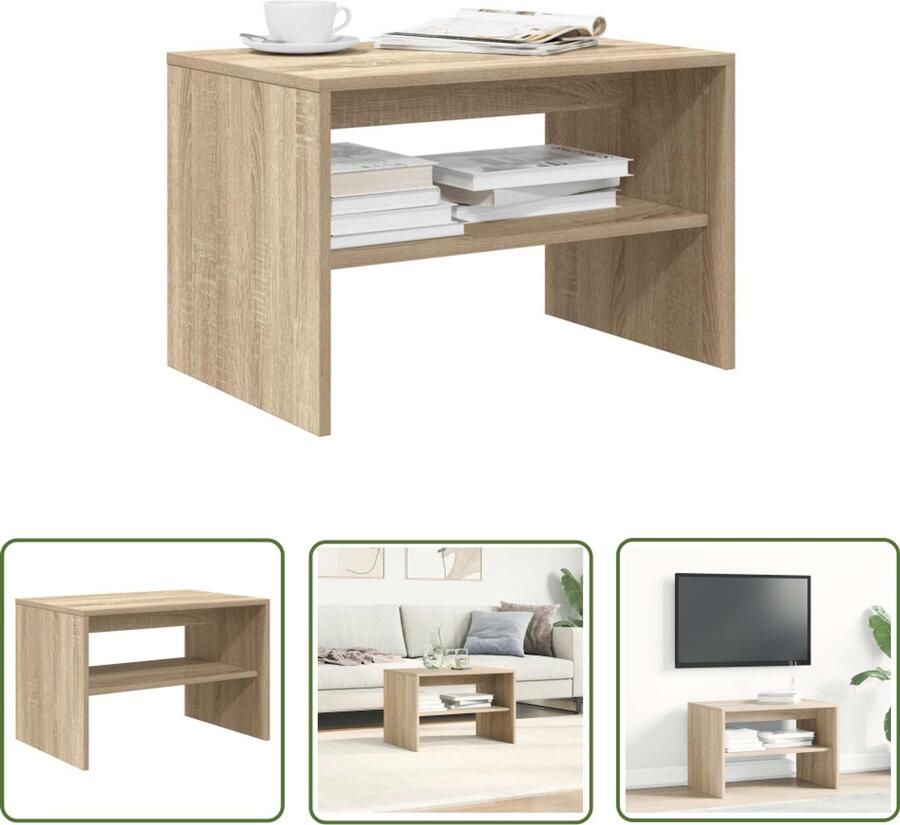 The Living Store Tv-meubel 60x40x40 cm bewerkt hout sonoma eikenkleurig Tv-meubel Salontafel Houten Tv-kast Media Kast Sonom Eiken