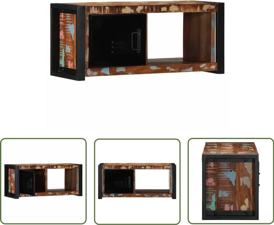 The Living Store Tv-meubel 80x30x35 cm massief gerecycled hout Tv-meubel Salontafel Kast Opbergkast Industrieel Design