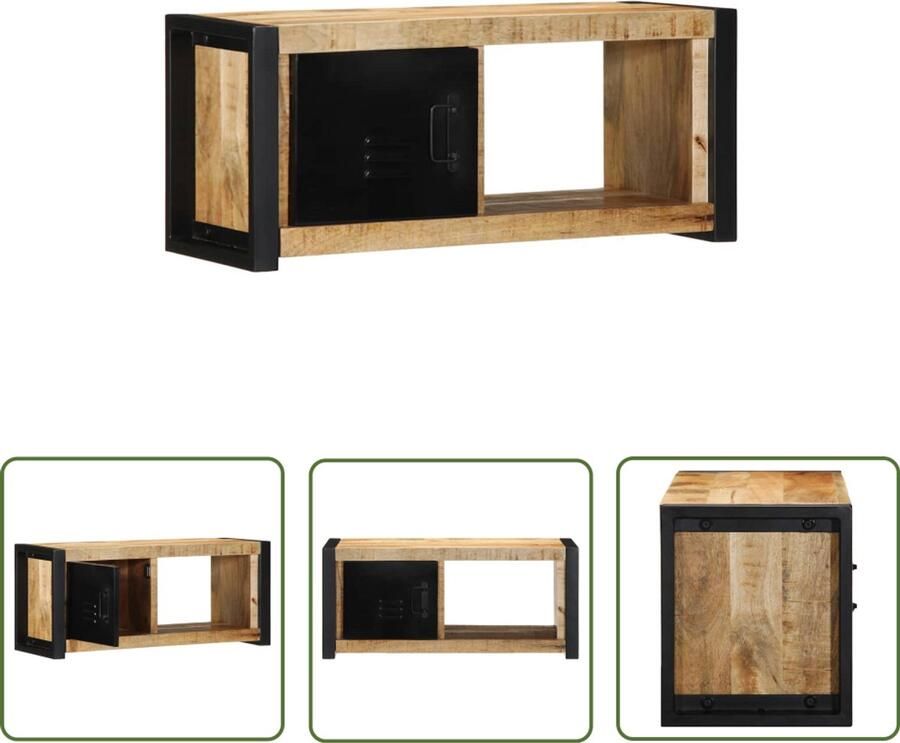 The Living Store Tv-meubel 80x30x35 cm massief ruw mangohout Tv-meubel Salontafel Kast Opbergkast Mangohout