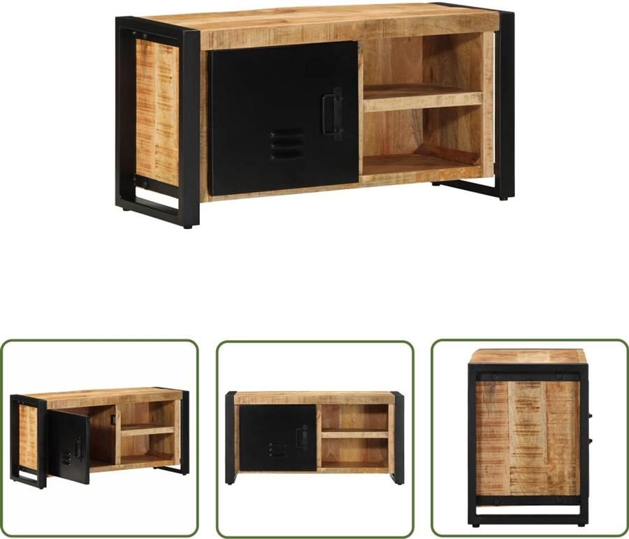 VidaXL Tv-meubel 80x30x40 cm massief ruw mangohout Tv-meubel Salontafel Kast Mangohout Industrieel