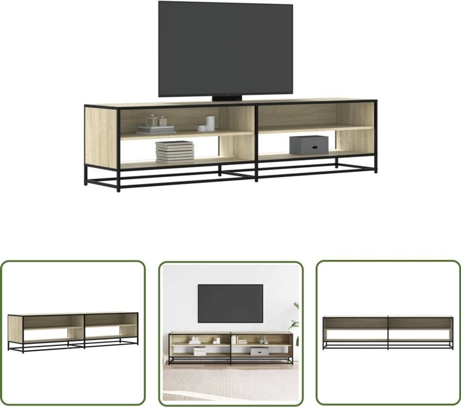 The Living Store Tv-meubel 180 5x40x46 cm bewerkt hout sonoma eikenkleurig Tv Meubel Salontafel Houten Tv Kast Opbergkast Media Kast