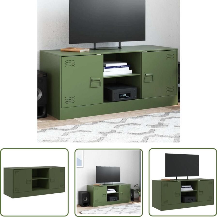 VidaXL Tv-meubel 99x39x44 cm staal olijfgroen Tv Meubel Salontafel Tv Stand Houten Tv Meubel Zwart Tv Meubel