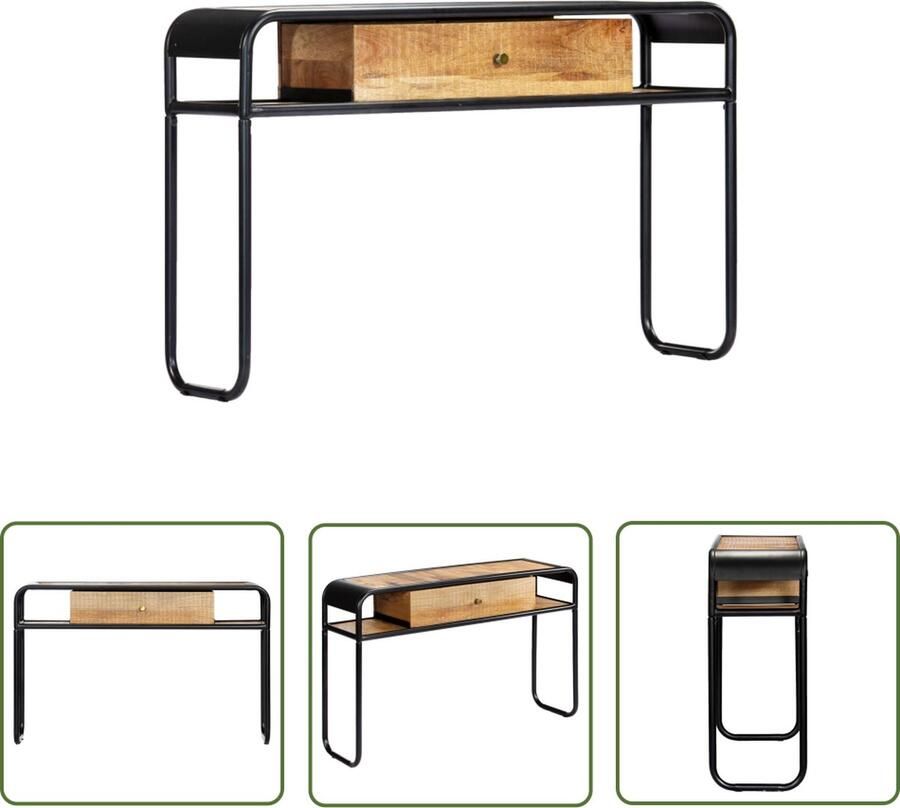 The Living Store Wandtafel Vintage Hout 118 x 30 x 75 cm Massief Mangohout Vintage Wandtafel Salontafel Bijzetkast Mangohouten Kast Retro Meubilair - Foto 2