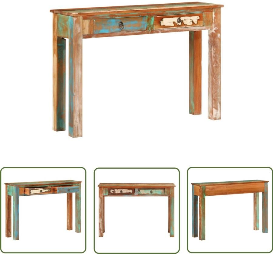 The Living Store Wandtafel 110x30x75 cm massief gerecycled hout Wandtafel Houten Tafel Sidetable Vintage Tafel Industriële Tafel