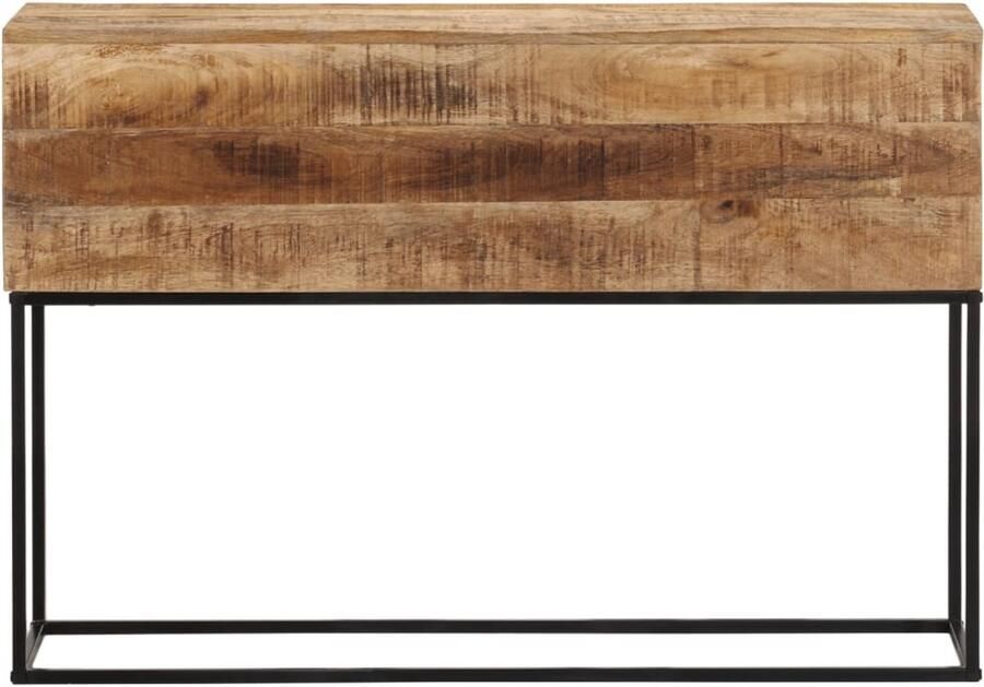 The Living Store Wandtafel 110x30x75 cm massief ruw mangohout en ijzer Wandtafel Salontafel Mangohouten Tafel Industriële Tafel Vintage Tafel - Foto 2