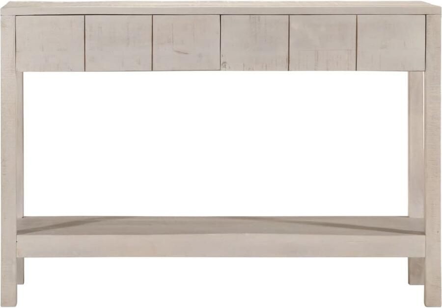 VidaXL Wandtafel 110x35x75 cm massief mangohout wit Wandtafel Salontafel Houtschildering Mangohouten Kast Vintage Design