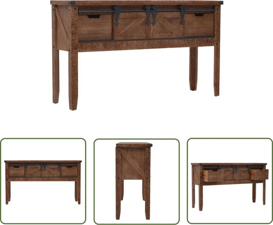 The Living Store Wandtafel Vintage 131 x 35.5 x 75 cm Bruin Massive Vurenhout Wandtafel Salontafel Bijzettafel Vintage Rustic - Foto 2