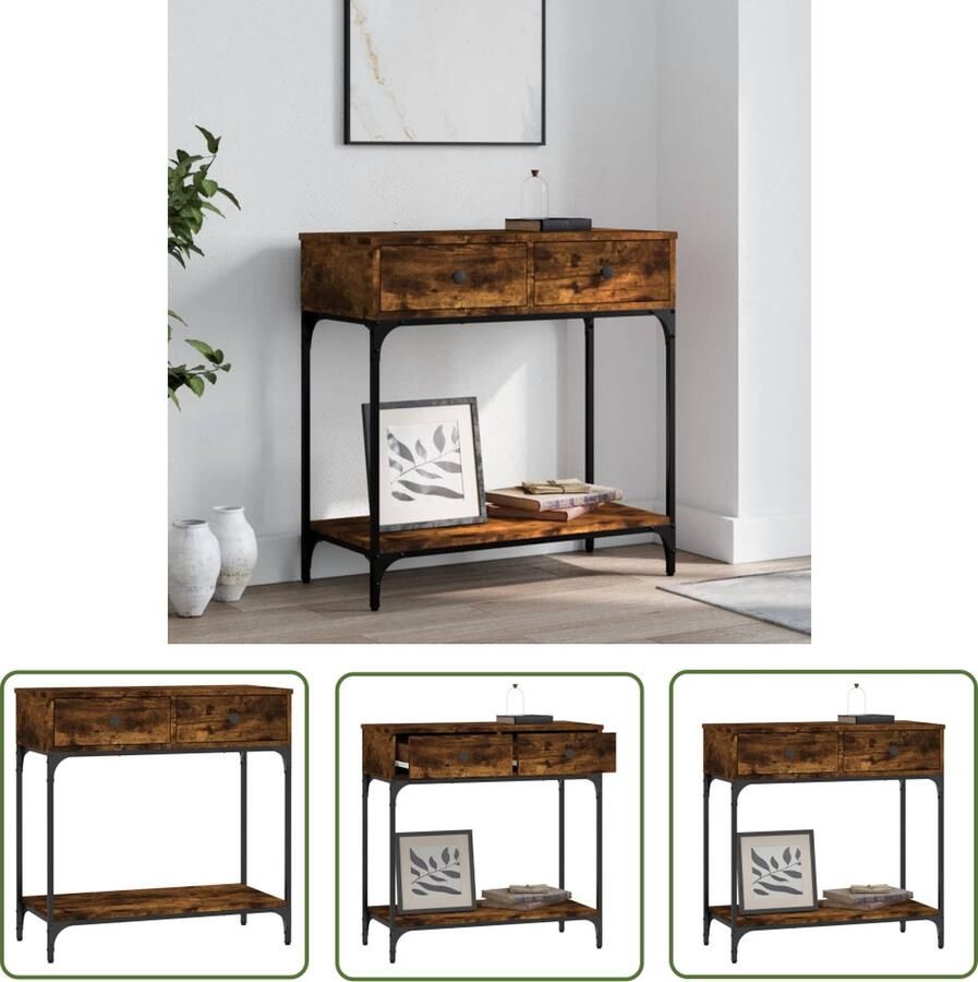 VidaXL Wandtafel 75x34 5x75 cm bewerkt hout gerookt eikenkleurig Wandtafel Salontafel Entreetafel Houten Wandtafel Bruine Wandtafel