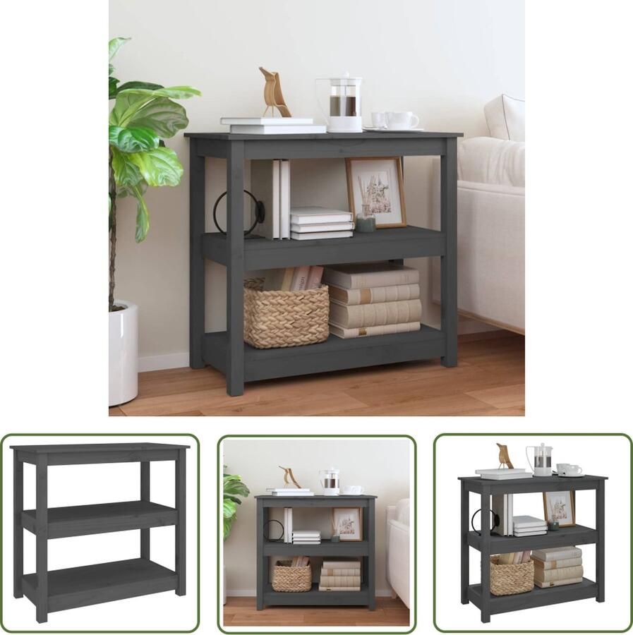 The Living Store Wandtafel Klassiek Massief grenenhout 80x40x74 cm Wandtafel Salontafel Bijzettafel Grenoble Hout Houten Wandtafel - Foto 2