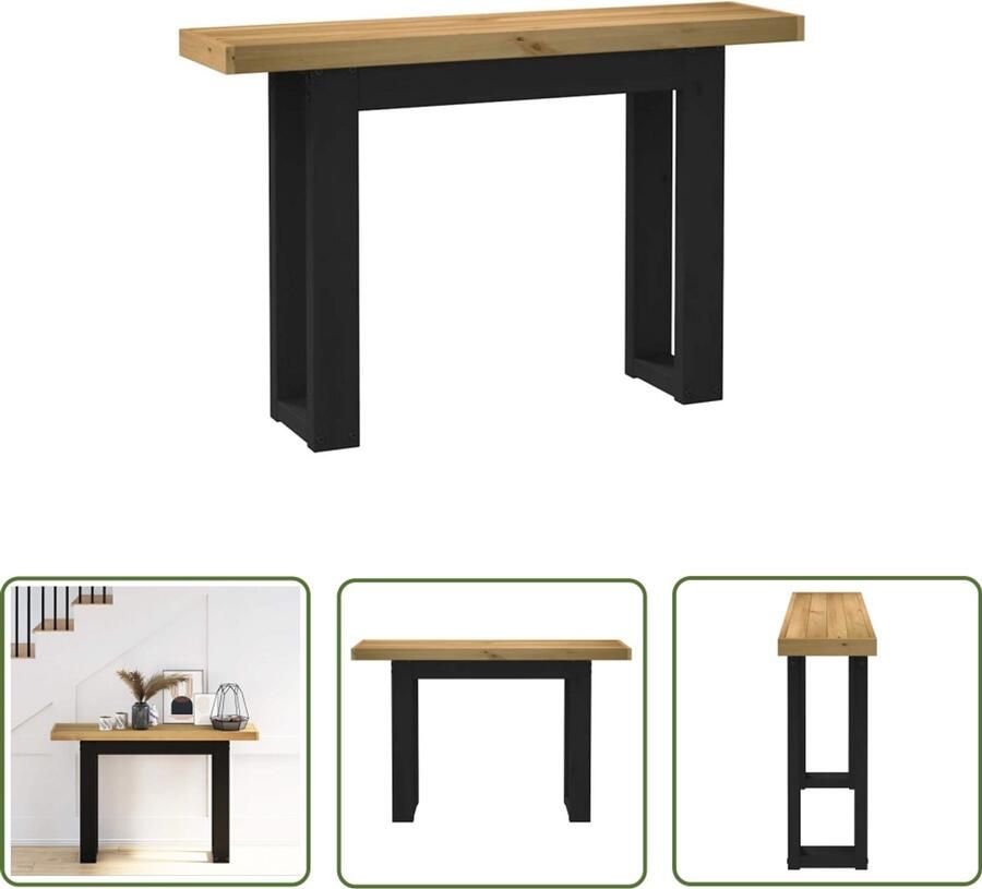 VidaXL Wandtafel NOAIN U-vormige poten 120x30x75 cm massief hout Wandtafel Salontafel Entreetafel Consoletafel Grenoble Hout