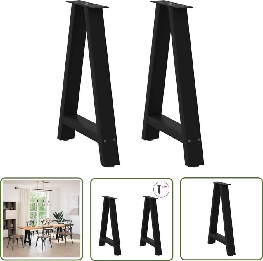 The Living Store Salontafelpoten 2 st A-vormig 50x(72-73) cm staal zwart Salontafel Potten Salontafelbenen Tafelpoten Zwarte Tafelpoten A-vormige Tafelpoten