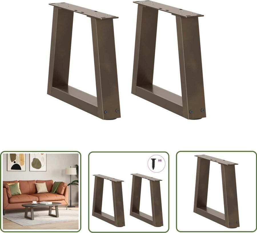 The Living Store Eettafelpoten 2 st V-vormig 30x(30-31 3) cm staal naturel Eetkamerstoel Salontafelpoten Metalen Tafelpoten Industriële Tafelpoten Vintage Tafelpoten