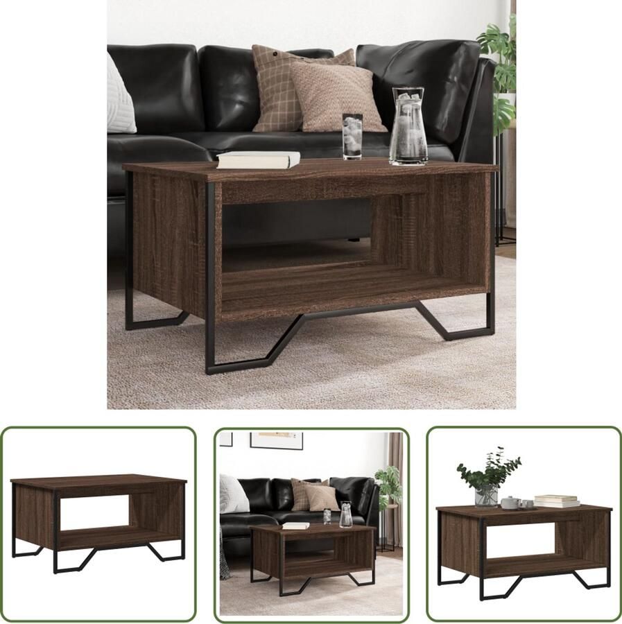 The Living Store Salontafel 75x51x40 cm bewerkt hout bruin eikenkleur Salontafel Houten Salontafel Salontafels Modern Tv Tafellaar Bijzettafel