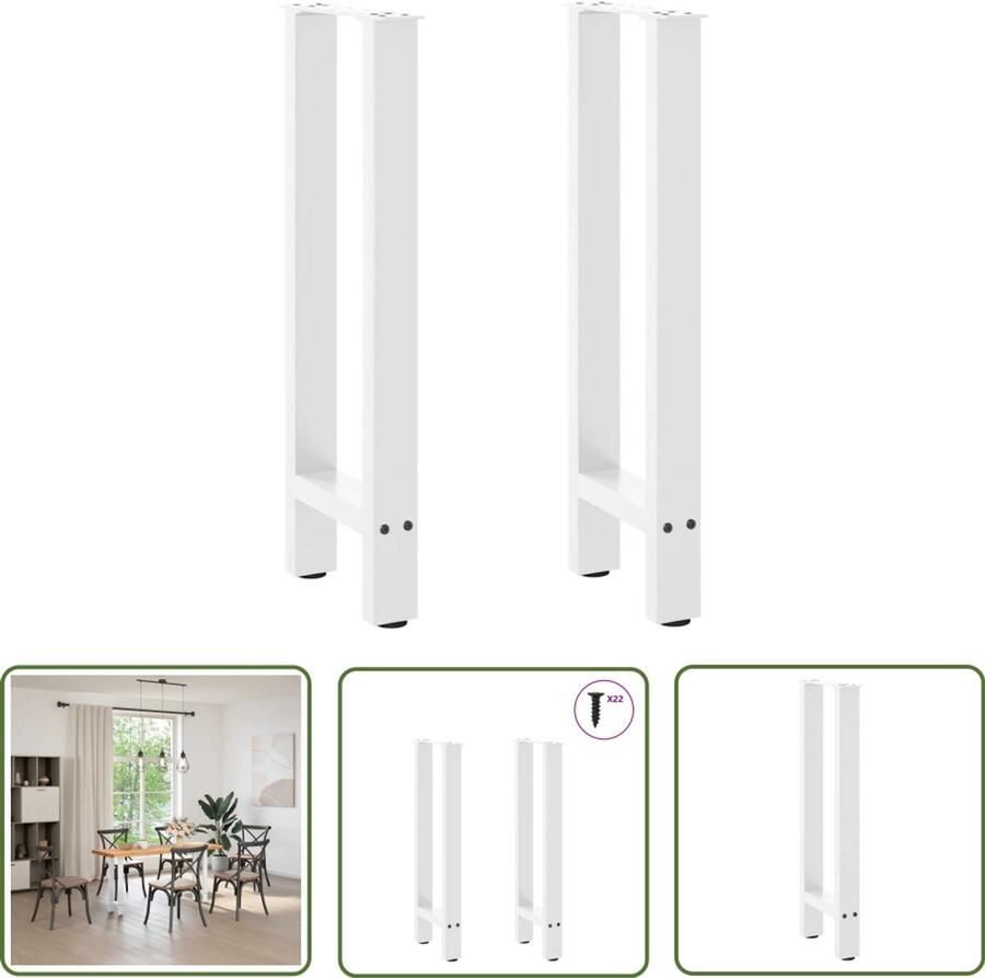 VidaXL Salontafels Salontafel Potten Console tafelpoten 2 st 38x(72-73) cm staal wit Metalen Salontafelpoten Witte Salontafelpoten Vintage Salontafelpoten