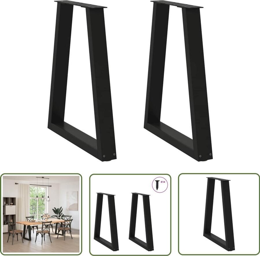 VidaXL Salontafels Salontafel Potten Eettafelpoten 2 st V-vormig 50x(72-73 3) cm staal zwart V-vormig Zwarte Salontafelpoten Metalen Salontafelpoten