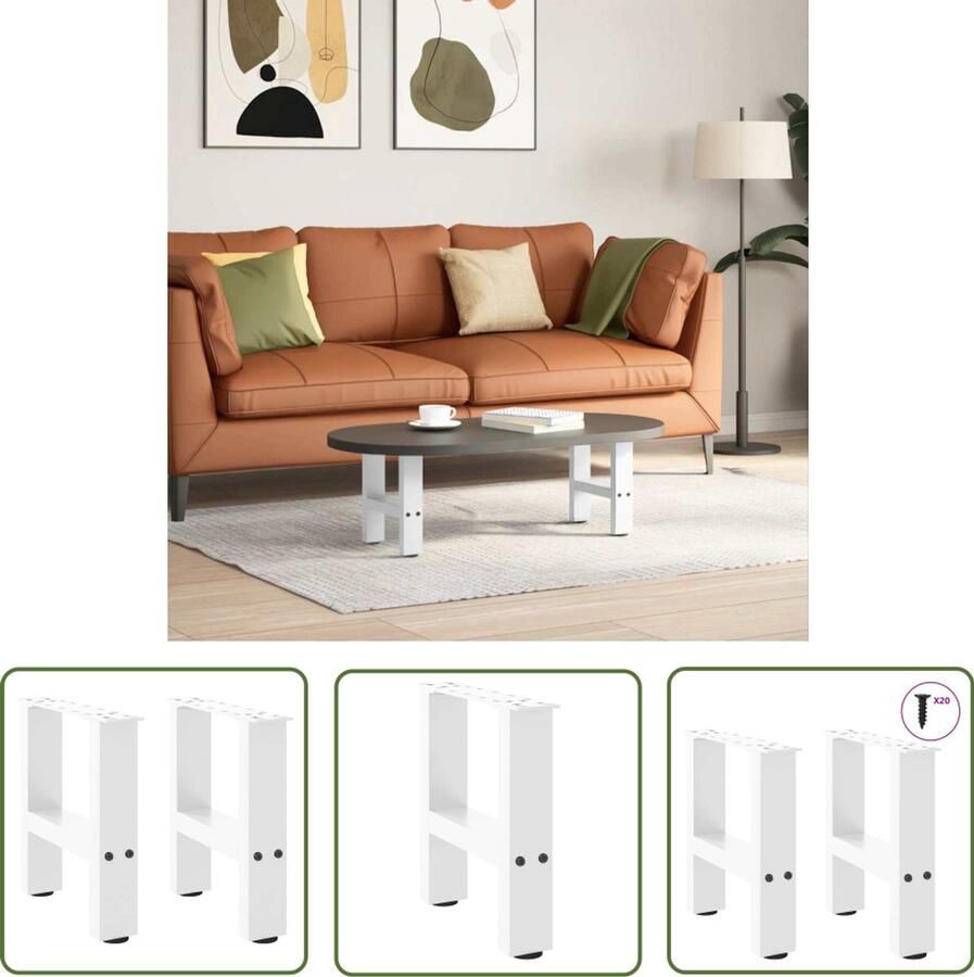 VidaXL Salontafels Salontafel Potten Salontafelpoten 2 st 40x(30-31) cm staal wit Metalen Salontafelpoten Witte Salontafelpoten Vintage Salontafelpoten