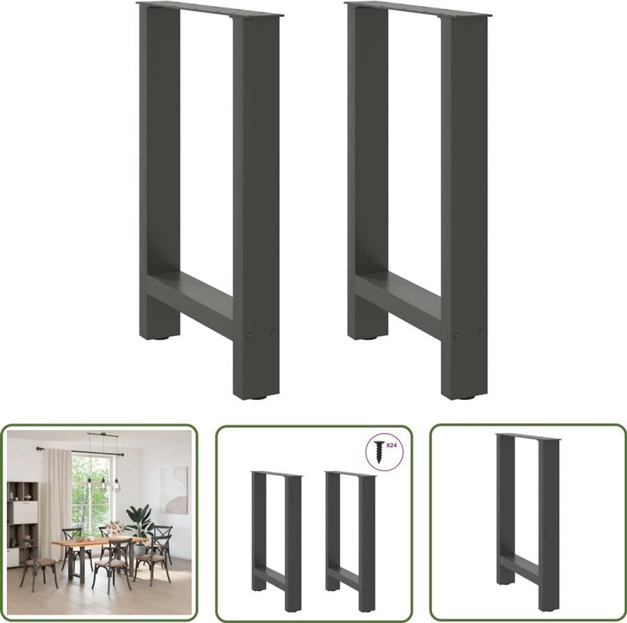 The Living Store Salontafelpoten 2 st 50x(72-73) cm staal antraciet Salontafelpoten Salontafels Metalen Meubilair Industrieel Design Zwarte Tafellaarzen