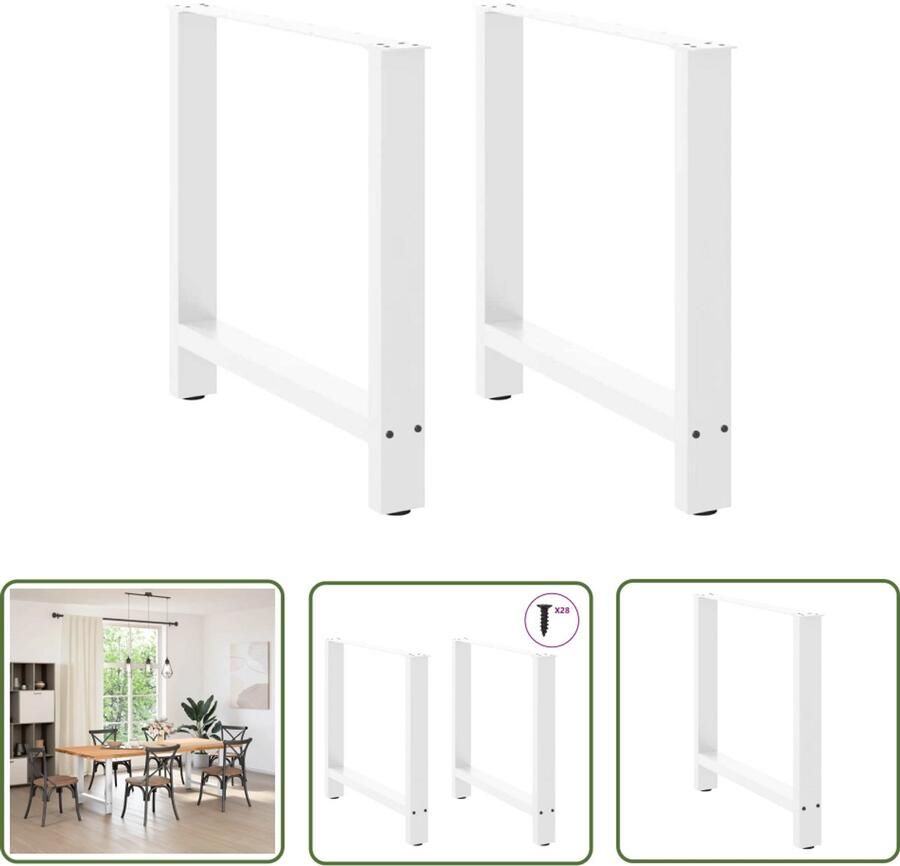 The Living Store Salontafelpoten 2 st 80x(72-73) cm staal wit Salontafelpoten Salontafels Houten Tafels Metalen Meubels Woonkamer Accessoires