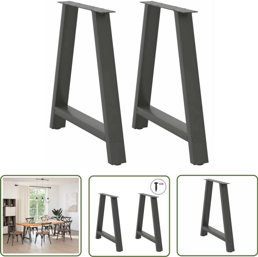 The Living Store Salontafelpoten 2 st A-vormig 80x(72-73) cm staal antraciet Salontafelpoten Salontafels Tafelpoten A-vormig Metalen Tafelpoten