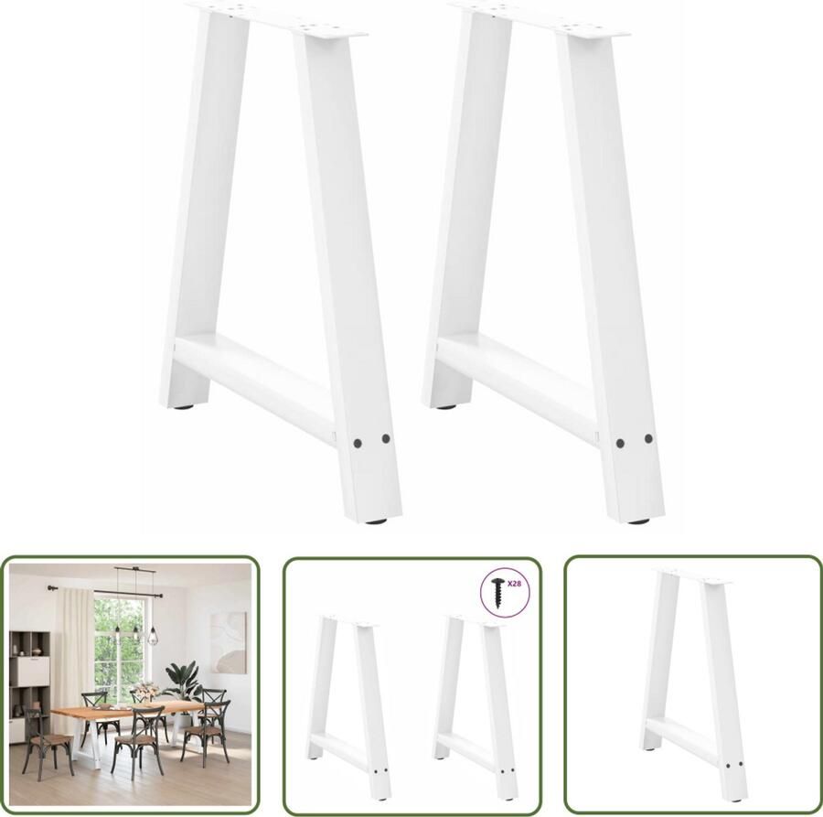 The Living Store Salontafelpoten 2 st A-vormig 80x(72-73) cm staal wit Salontafelpoten Salontafels Tafelpoten A-vormig Modern
