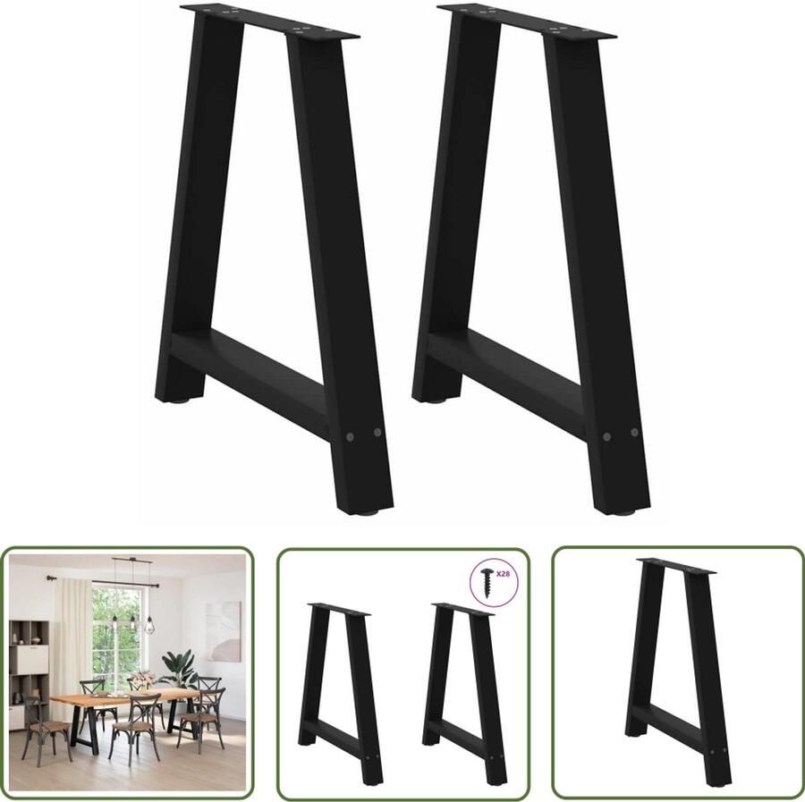 The Living Store Salontafelpoten 2 st A-vormig 80x(72-73) cm staal zwart Salontafelpoten Salontafels Tafelpoten Zwarte Tafelpoten Metalen Tafelpoten